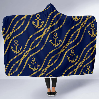 Nautical Anchor Rope Pattern Hooded Blanket-JORJUNE.COM