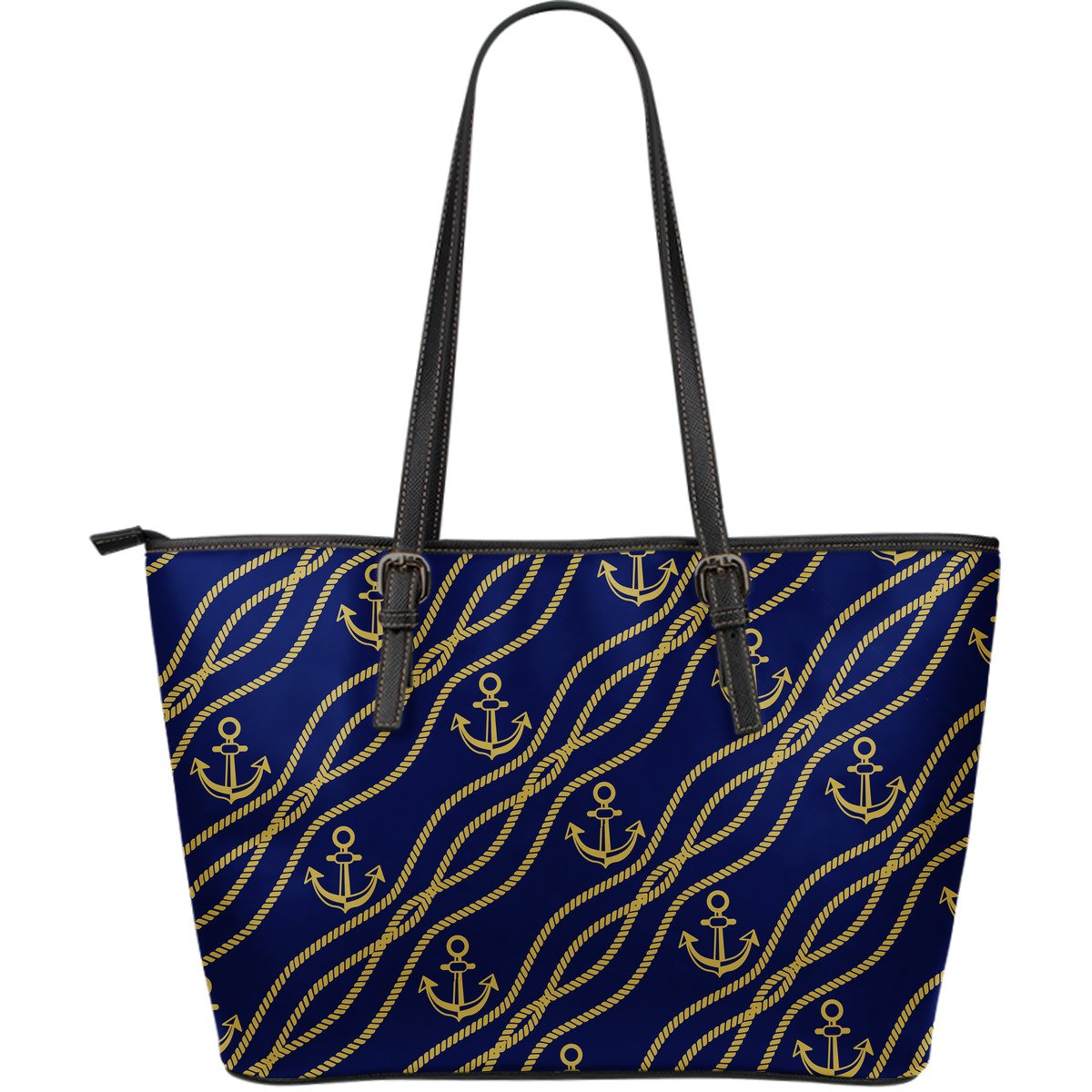 Nautical Anchor Rope Pattern Large Leather Tote Bag