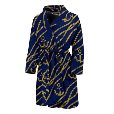 Nautical Anchor Rope Pattern Men Bath Robe