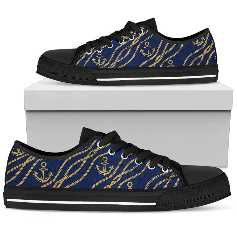 Nautical Anchor Rope Pattern Men Low Top Shoes