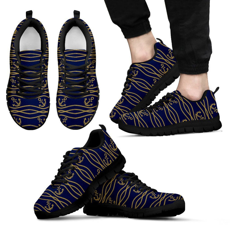 Nautical Anchor Rope Pattern Men Sneakers