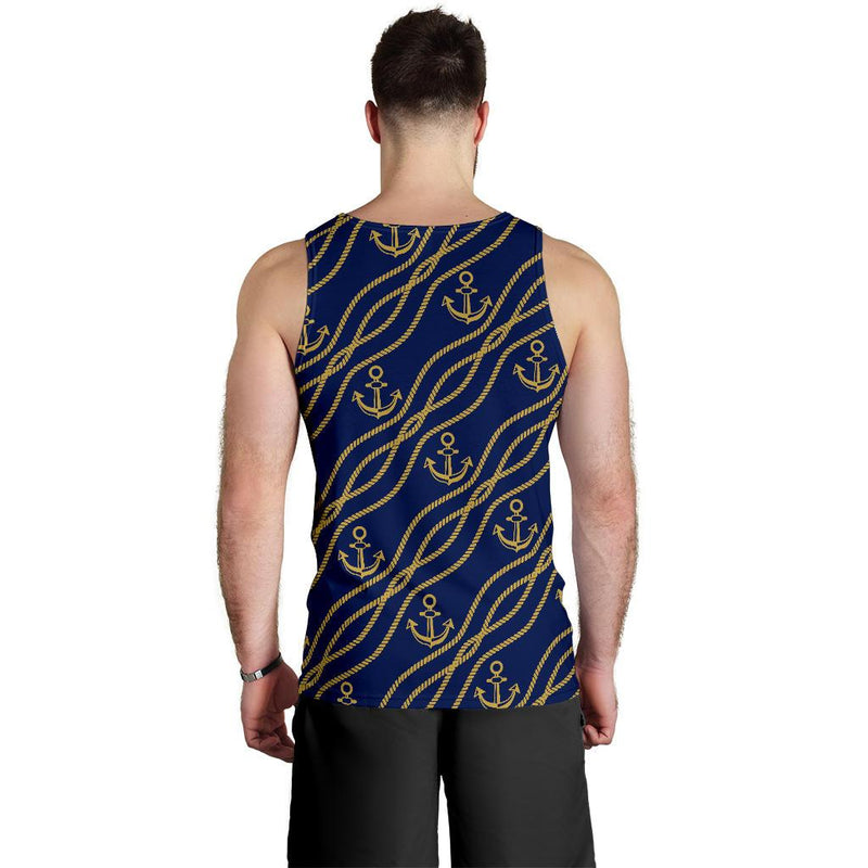 Nautical Anchor Rope Pattern Men Tank Top