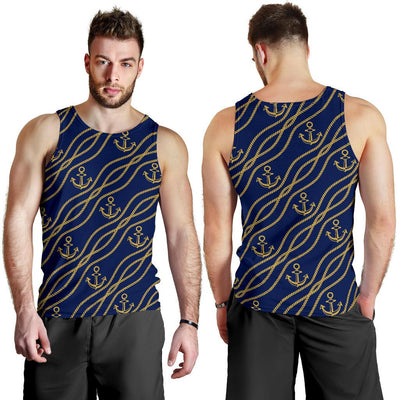 Nautical Anchor Rope Pattern Men Tank Top