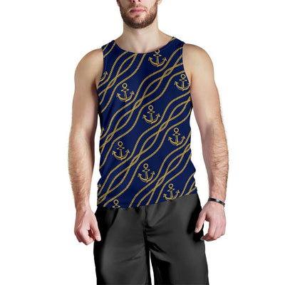 Nautical Anchor Rope Pattern Men Tank Top