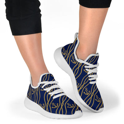Nautical Anchor Rope Pattern Mesh Knit Sneakers Shoes