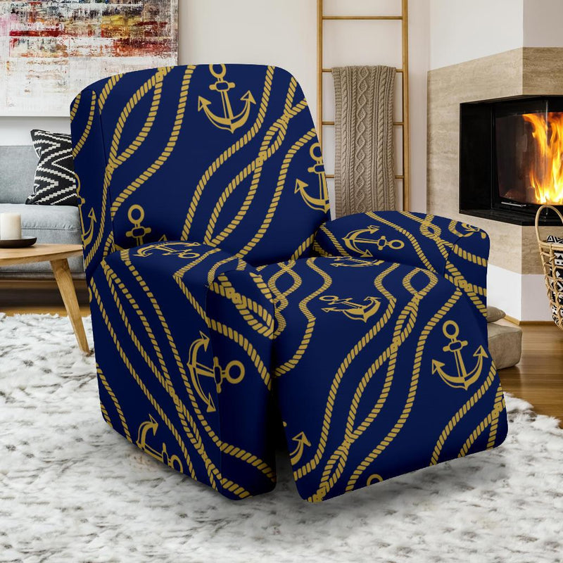 Nautical Anchor Rope Pattern Recliner Slipcover-JORJUNE.COM