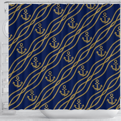 Nautical Anchor Rope Pattern Shower Curtain