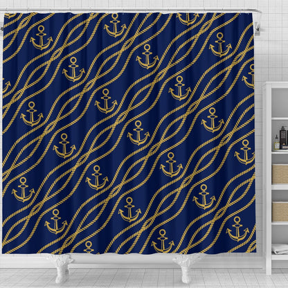 Nautical Anchor Rope Pattern Shower Curtain