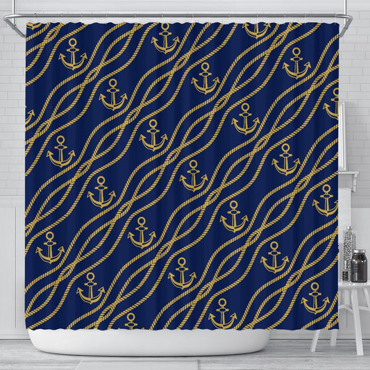 Nautical Anchor Rope Pattern Shower Curtain