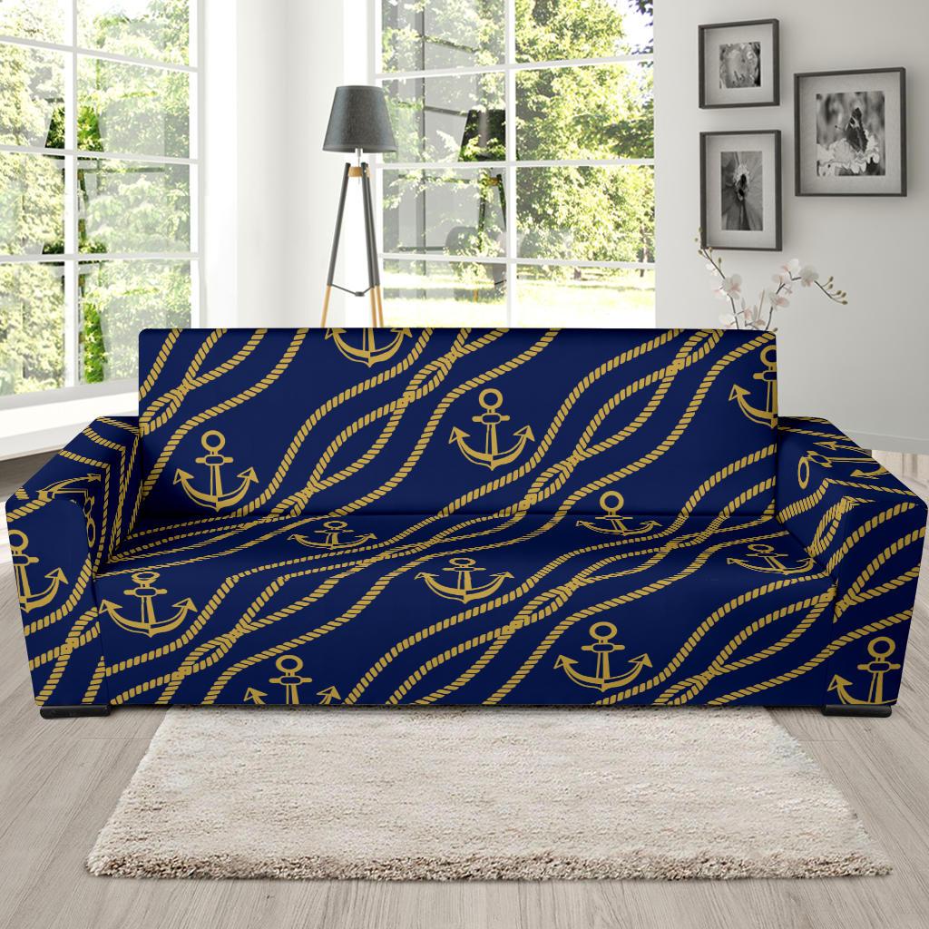 Nautical Anchor Rope Pattern Sofa Slipcover-JORJUNE.COM