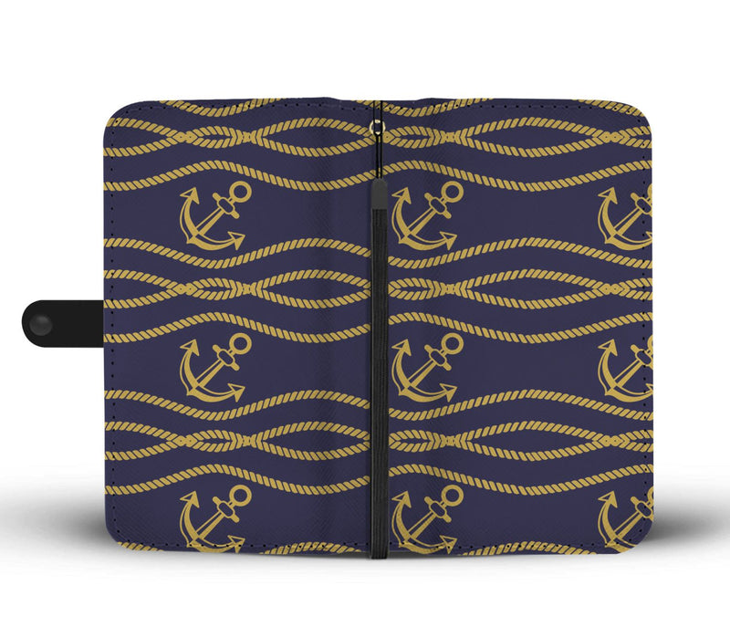 Nautical Anchor Rope Pattern Wallet Phone Case