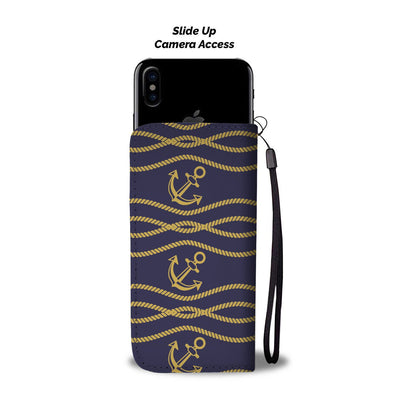 Nautical Anchor Rope Pattern Wallet Phone Case