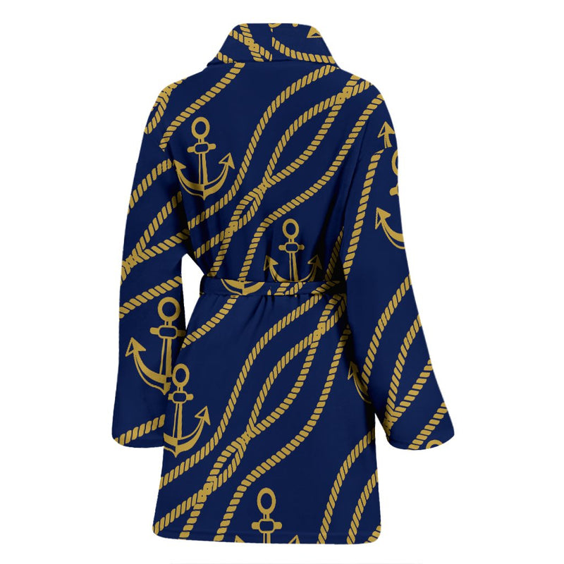 Nautical Anchor Rope Pattern Women Bath Robe