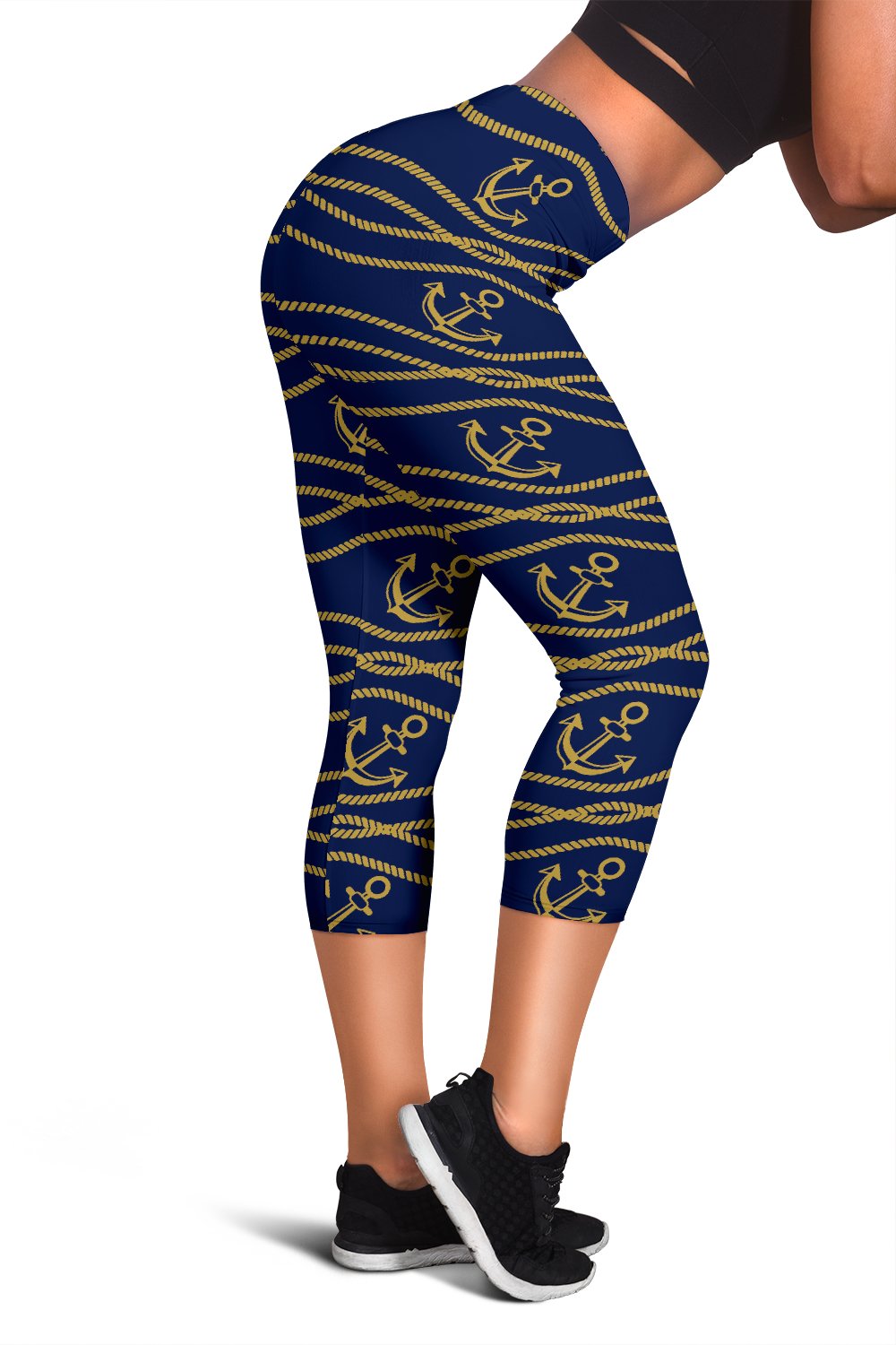 Nautical Anchor Rope Pattern Women Capris