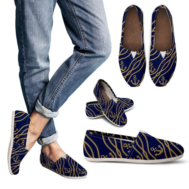 Nautical Anchor Rope Pattern Women Casual Shoes-JorJune.com