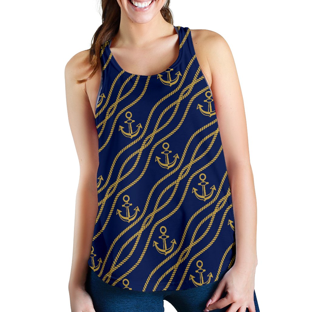 Nautical Anchor Rope Pattern Women Racerback Tank Top