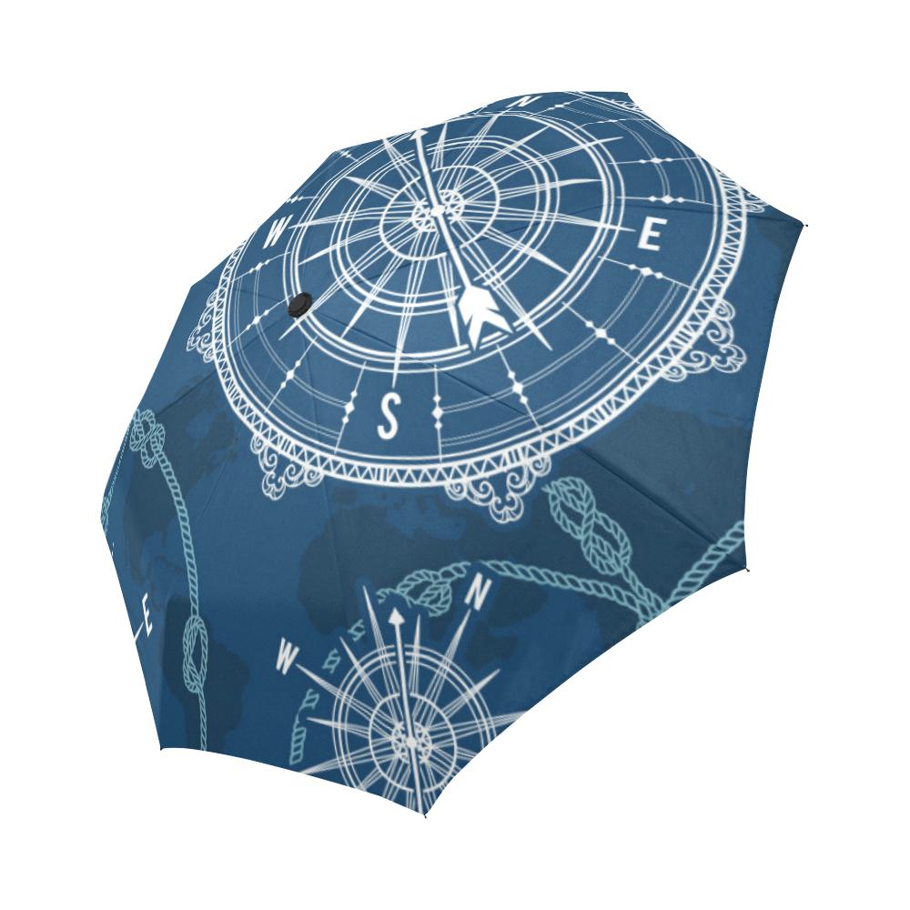 Nautical Compass Print Automatic Foldable Umbrella