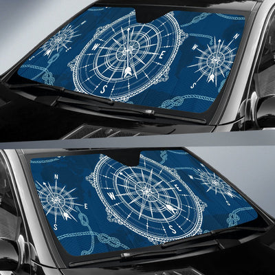 Nautical Compass Print Car Sun Shade-JorJune
