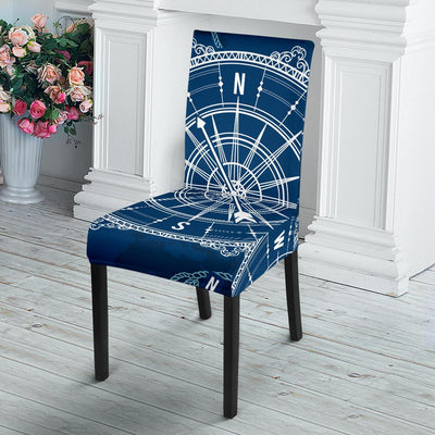 Nautical Compass Print Dining Chair Slipcover-JORJUNE.COM