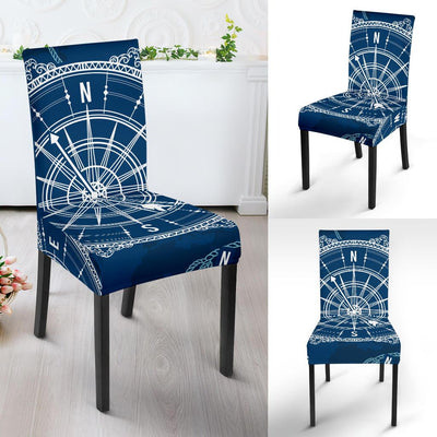 Nautical Compass Print Dining Chair Slipcover-JORJUNE.COM