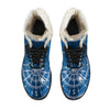 Nautical Compass Print Faux Fur Leather Boots