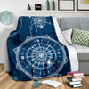 Nautical Compass Print Fleece Blanket