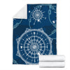 Nautical Compass Print Fleece Blanket