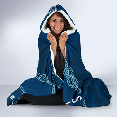 Nautical Compass Print Hooded Blanket-JORJUNE.COM