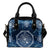 Nautical Compass Print Leather Shoulder Handbag