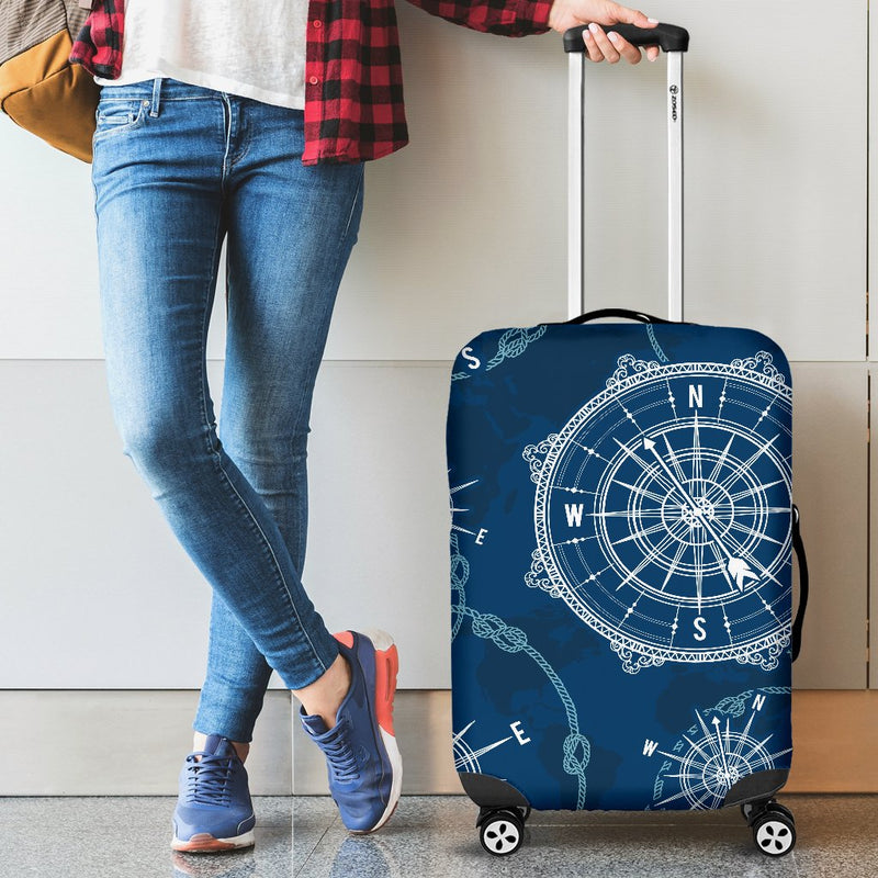 Nautical Compass Print Luggage Cover Protector