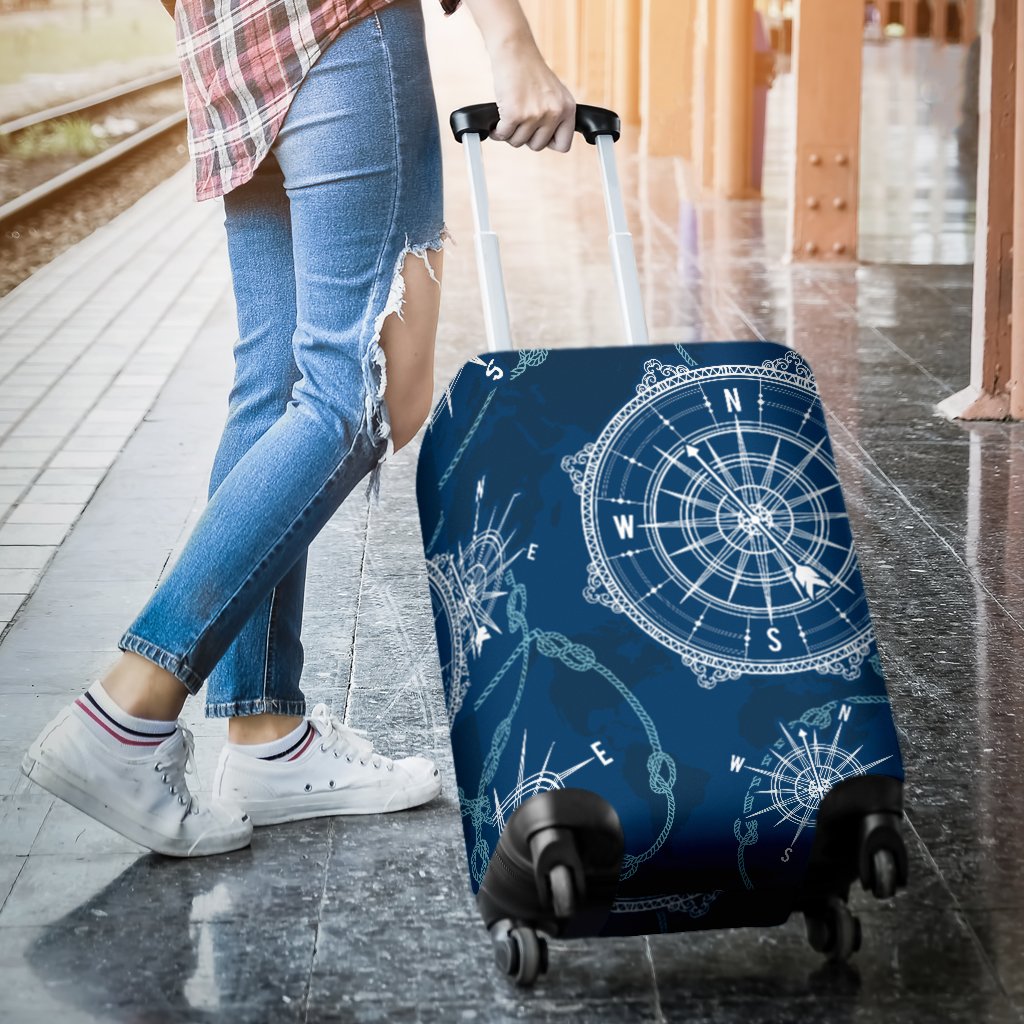 Nautical Compass Print Luggage Cover Protector