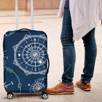 Nautical Compass Print Luggage Cover Protector