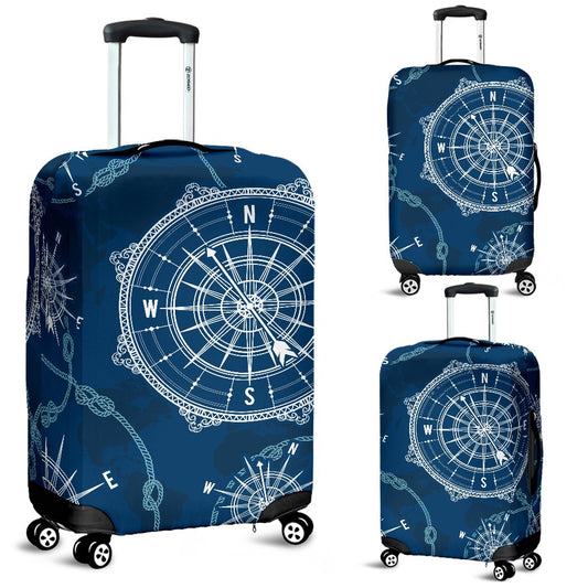 Nautical Compass Print Luggage Cover Protector