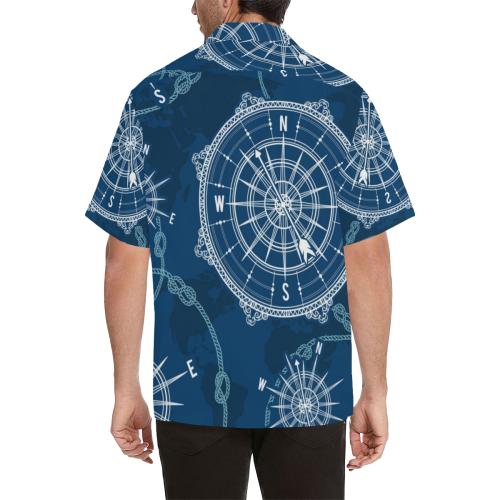 Nautical Compass Print Men Hawaiian Shirt