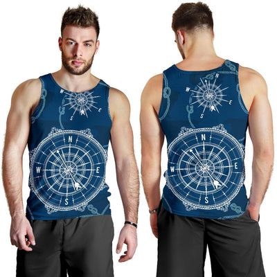 Nautical Compass Print Men Tank Top