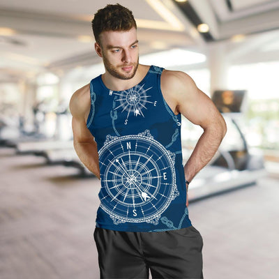 Nautical Compass Print Men Tank Top