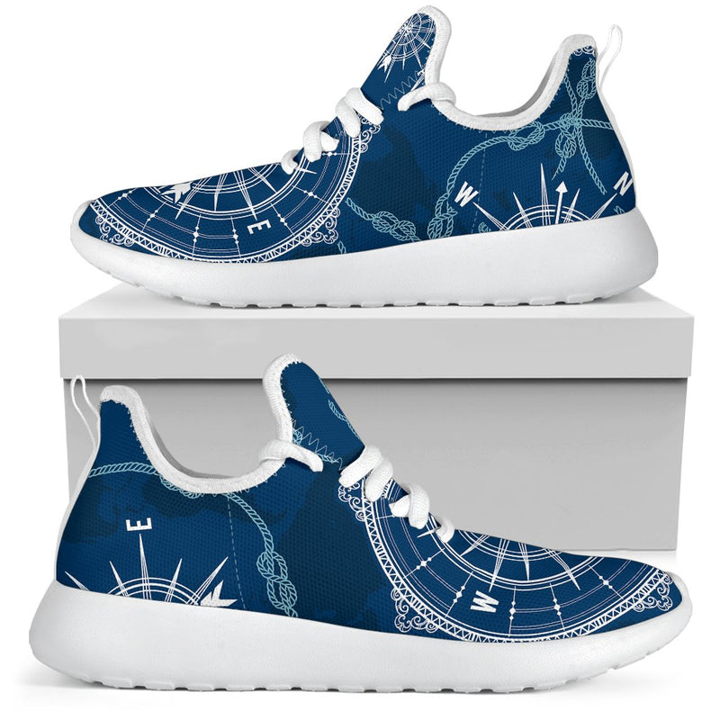 Nautical Compass Print Mesh Knit Sneakers Shoes