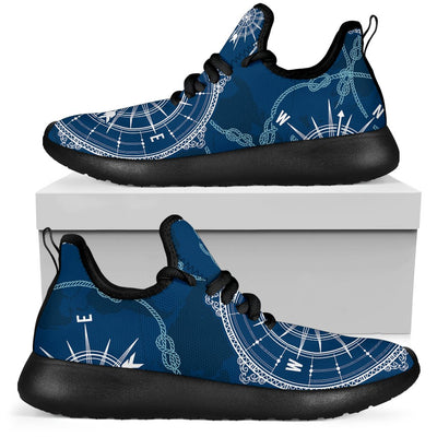 Nautical Compass Print Mesh Knit Sneakers Shoes