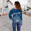 Nautical Compass Print Off Shoulder Sweatshirt