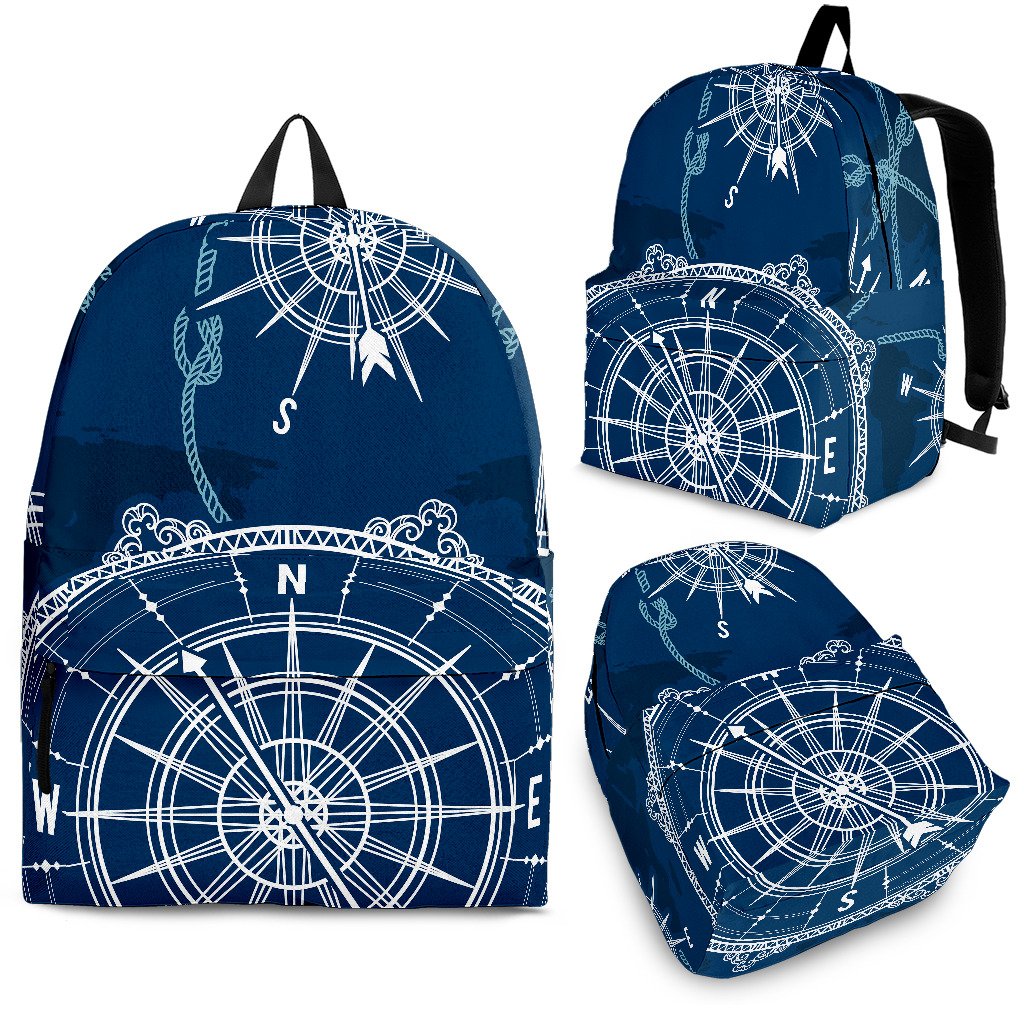 Nautical Compass Print Premium Backpack