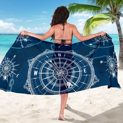 Nautical Compass Print Sarong Pareo Wrap