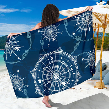 Nautical Compass Print Sarong Pareo Wrap