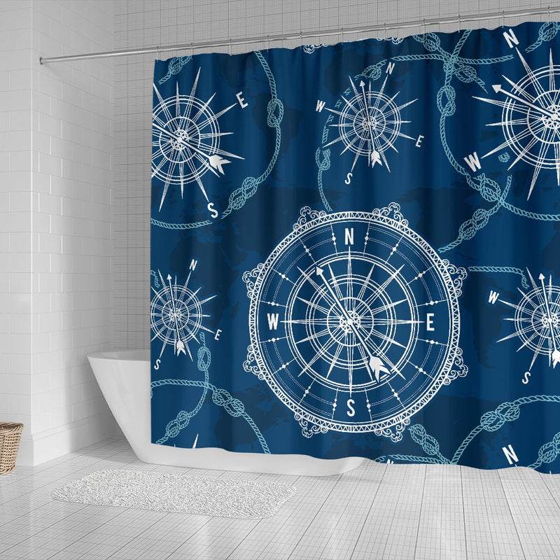 Nautical Compass Print Shower Curtain