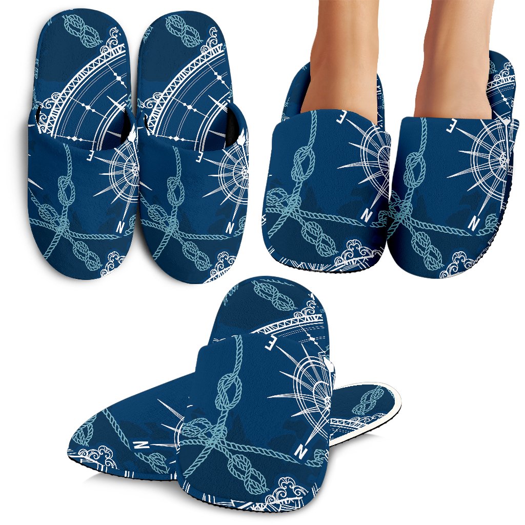 Nautical Compass Print Slippers