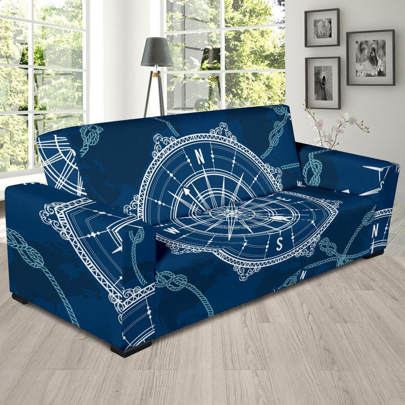 Nautical Compass Print Sofa Slipcover-JORJUNE.COM