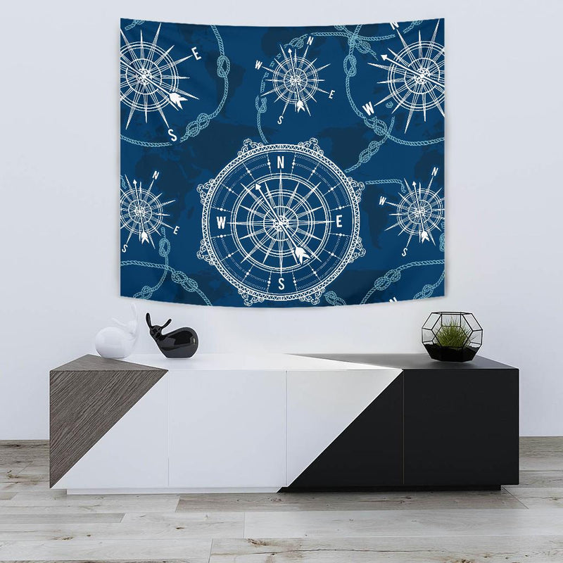 Nautical Compass Print Tapestry