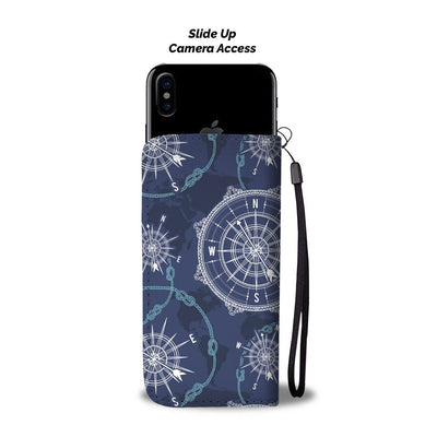 Nautical Compass Print Wallet Phone Case