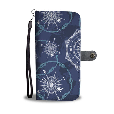 Nautical Compass Print Wallet Phone Case