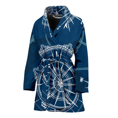 Nautical Compass Print Women Bath Robe