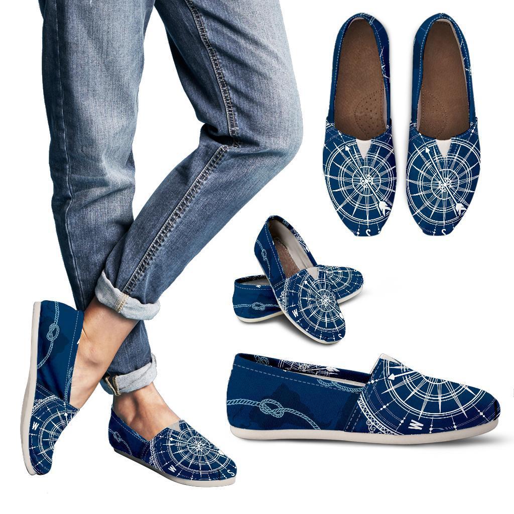 Nautical Compass Print Women Casual Shoes-JorJune.com